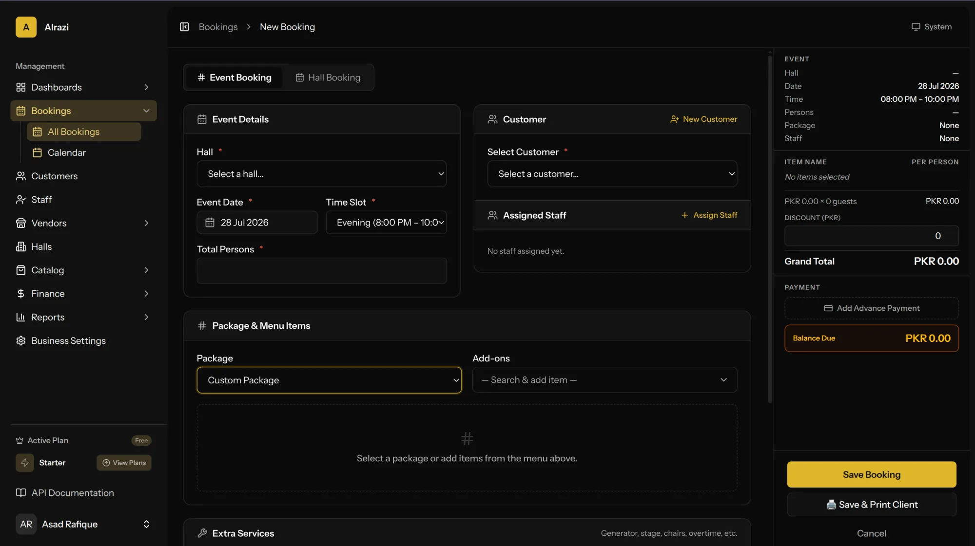 Eventobey — booking calendar screenshot